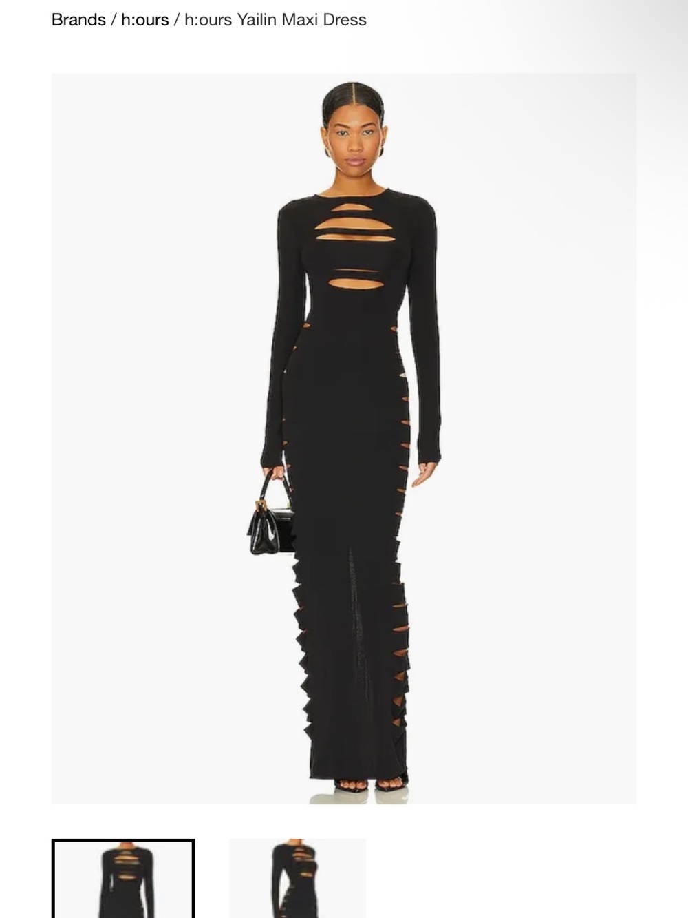 h:ours Black Cutout Long-Sleeve Maxi Dress